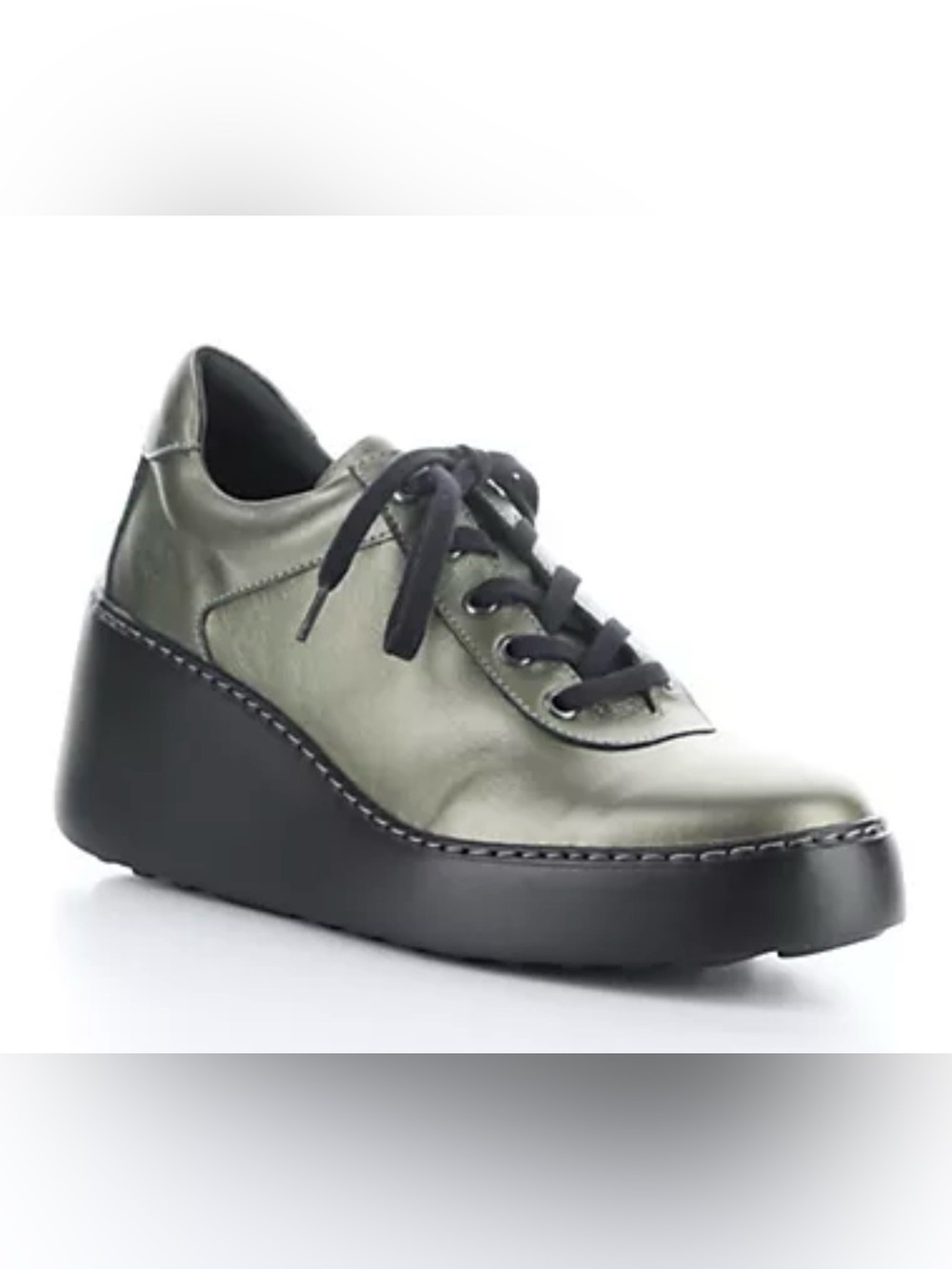 Fly London Women's DIPO580FLY Graphite Platform Wedge Lace-Up Shoe Size 8 EU38